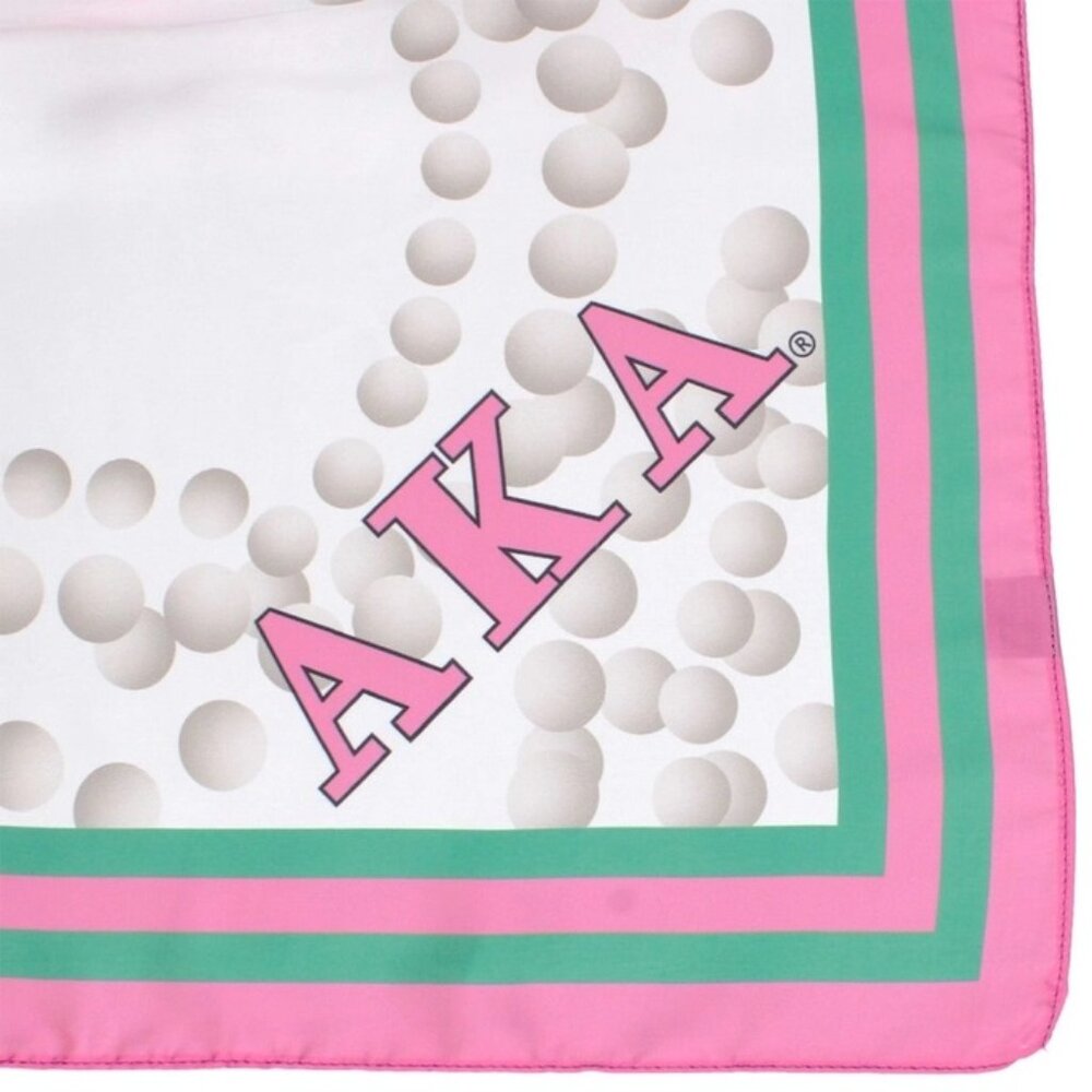 Aka Sorority Pearl Print Square Scarf For Women - Picture 3 of 4